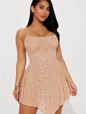 Fashion Nova Blush Sequin Spaghetti-Strap Mini Dress ✨BUNDLE AVAILABLE✨